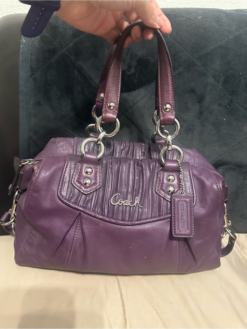 Coach Plum leather Coach Ashley Leather Satchel Handbag